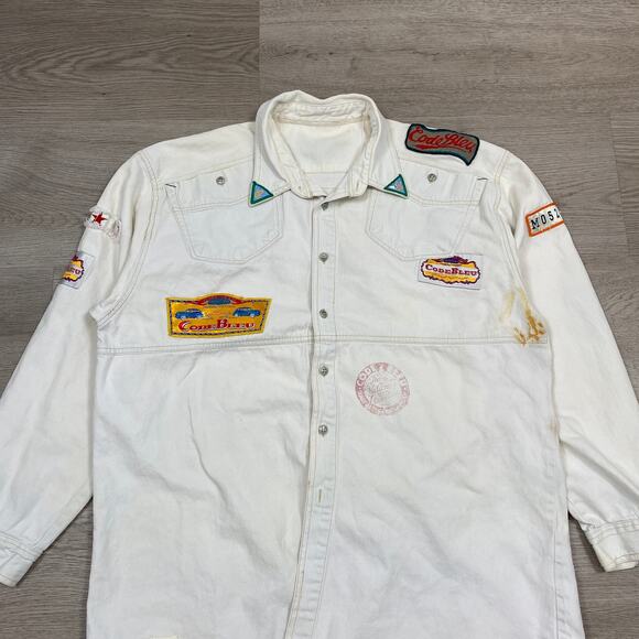 Vintage 80s Code Bleu Denim Jacket Heavy Weight Champ Men's XL - Picture 2 of 14